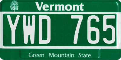 VT license plate YWD765