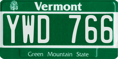 VT license plate YWD766