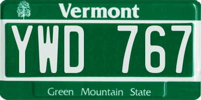 VT license plate YWD767