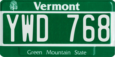 VT license plate YWD768