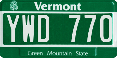VT license plate YWD770