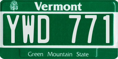 VT license plate YWD771