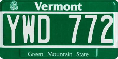 VT license plate YWD772