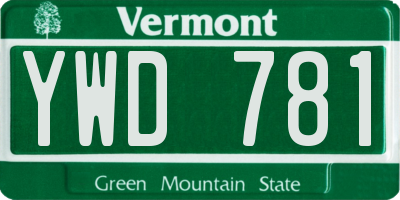 VT license plate YWD781
