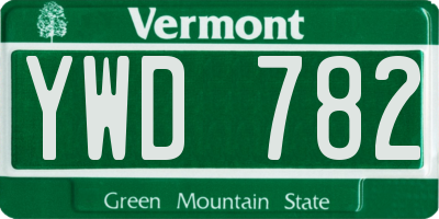 VT license plate YWD782