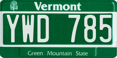 VT license plate YWD785