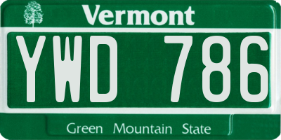 VT license plate YWD786