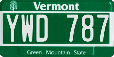 VT license plate YWD787