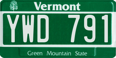 VT license plate YWD791