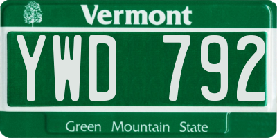 VT license plate YWD792
