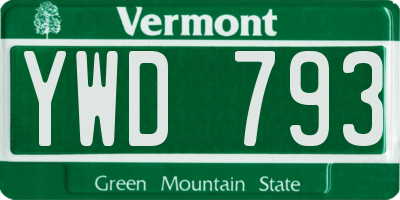 VT license plate YWD793