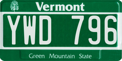 VT license plate YWD796