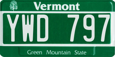 VT license plate YWD797