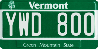 VT license plate YWD800