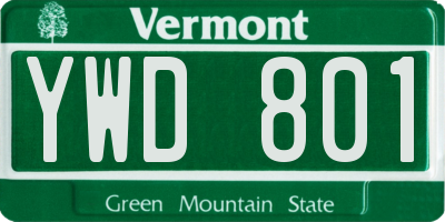 VT license plate YWD801