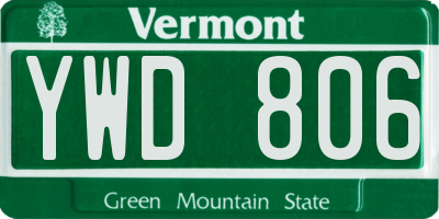 VT license plate YWD806
