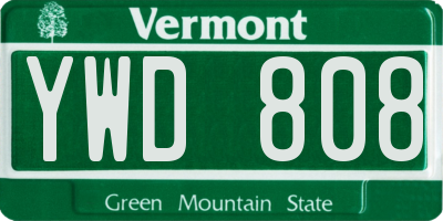 VT license plate YWD808