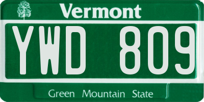 VT license plate YWD809