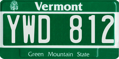 VT license plate YWD812