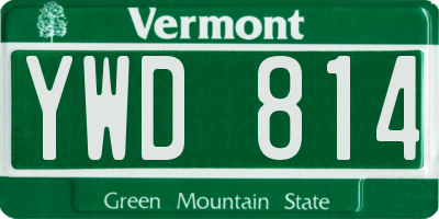 VT license plate YWD814