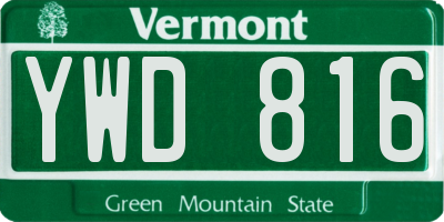 VT license plate YWD816