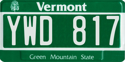 VT license plate YWD817