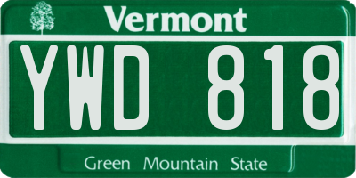 VT license plate YWD818