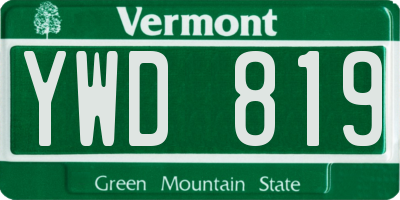 VT license plate YWD819