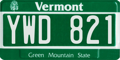 VT license plate YWD821
