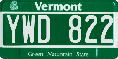 VT license plate YWD822