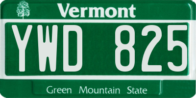 VT license plate YWD825