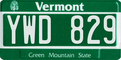 VT license plate YWD829