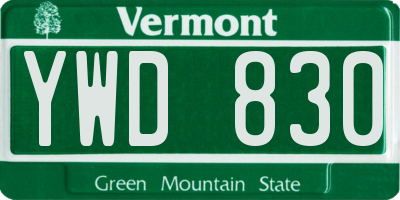 VT license plate YWD830