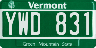 VT license plate YWD831