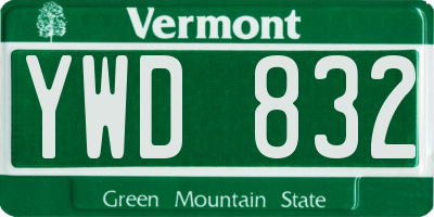 VT license plate YWD832