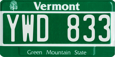 VT license plate YWD833