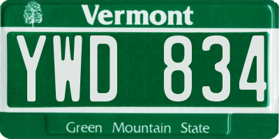 VT license plate YWD834
