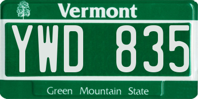 VT license plate YWD835