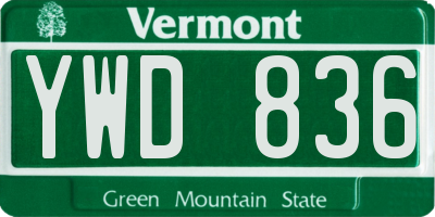 VT license plate YWD836