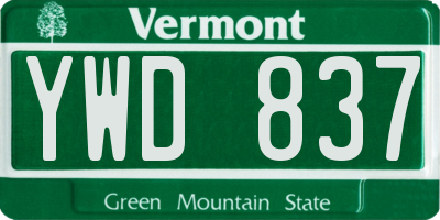 VT license plate YWD837