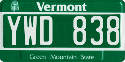 VT license plate YWD838