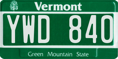 VT license plate YWD840