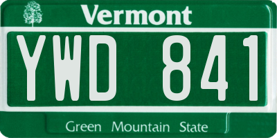 VT license plate YWD841