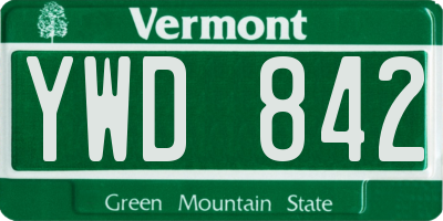 VT license plate YWD842