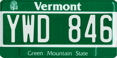 VT license plate YWD846