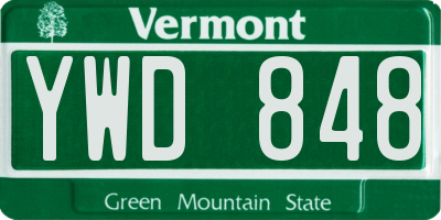 VT license plate YWD848