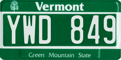 VT license plate YWD849
