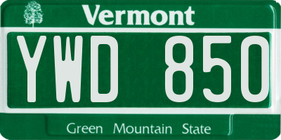 VT license plate YWD850