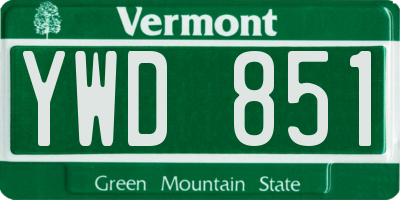 VT license plate YWD851