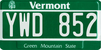 VT license plate YWD852